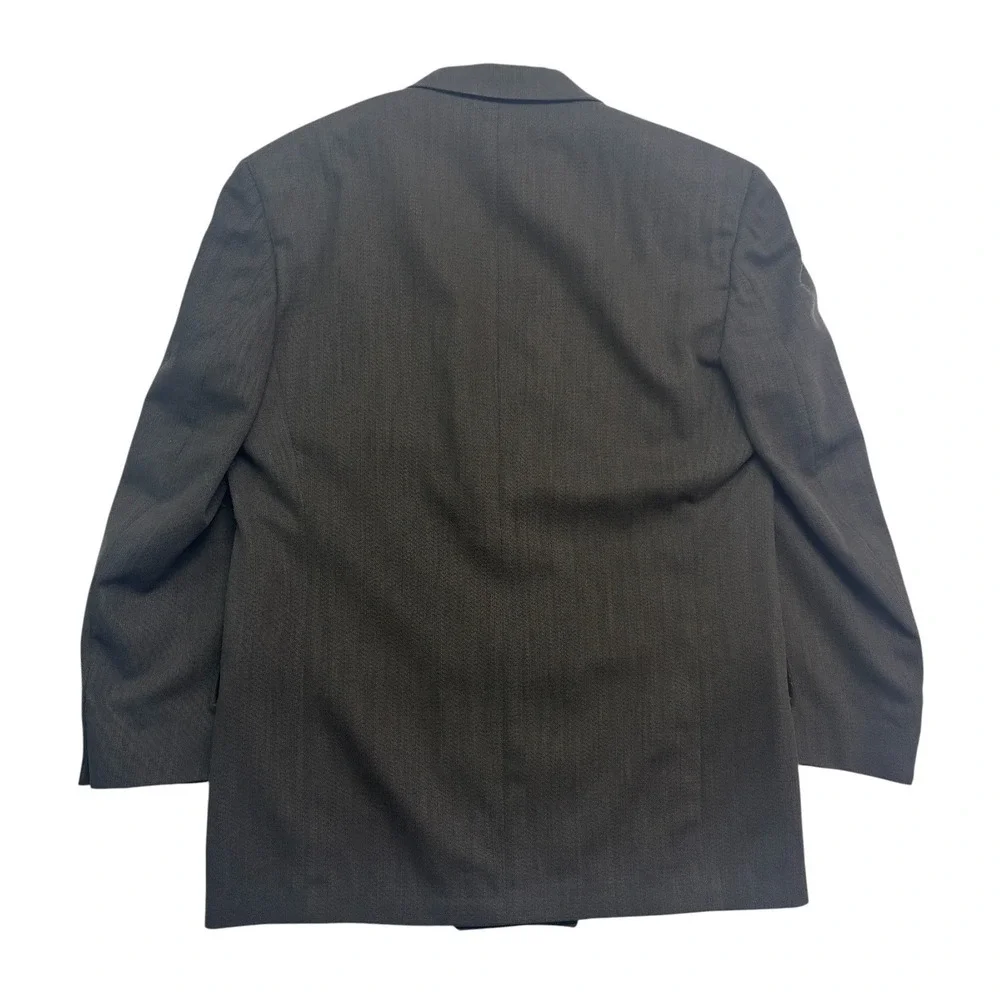 vtg 90s Double Breasted 42R 36x29 Dark Green 2pc Pant Suit Wool Alfani Macys